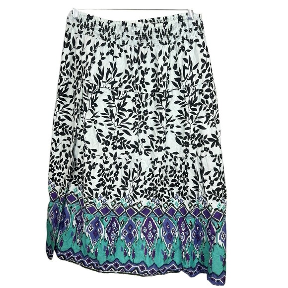 Soft Surroundings Boho Maxi Skirt Women XL Green Embellished Gypsy Peasant Artsy - Picture 1 of 8